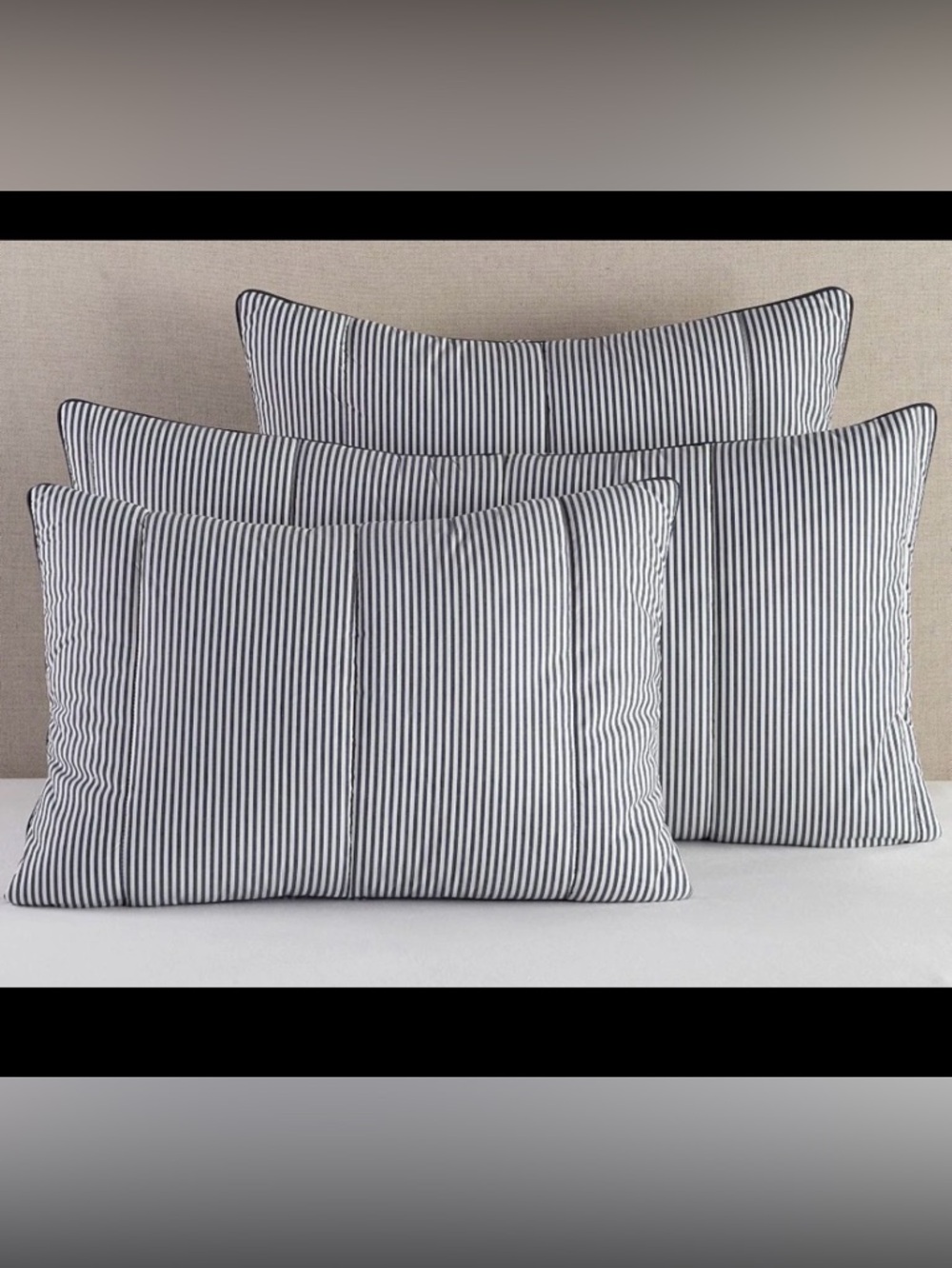 2 NWT Pottery Barn Wheaton Stripe Quilted Percale Comforter King Shams